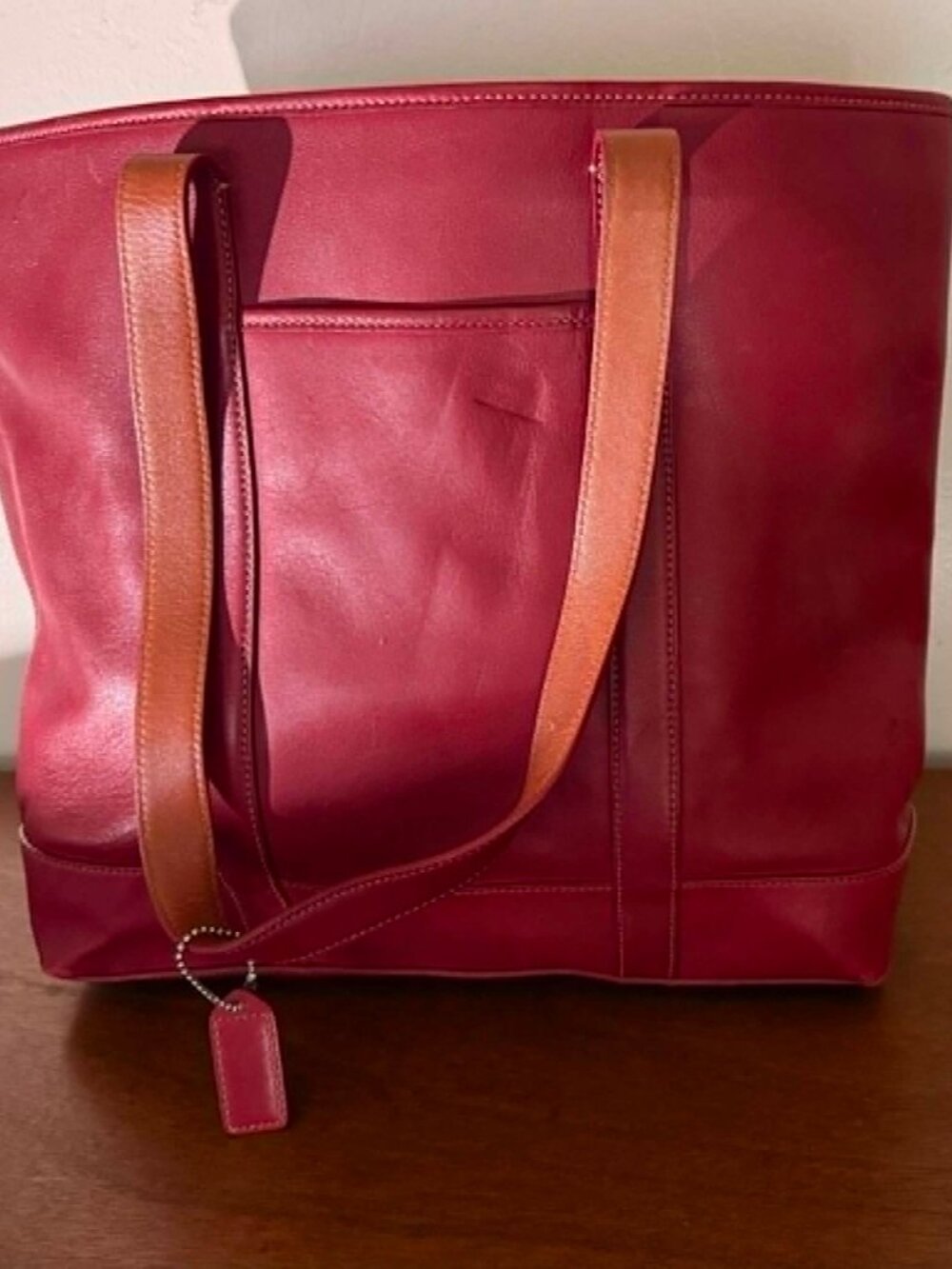 Coach Hampton Leather Tote Bag With Long Straps Vintage #5188